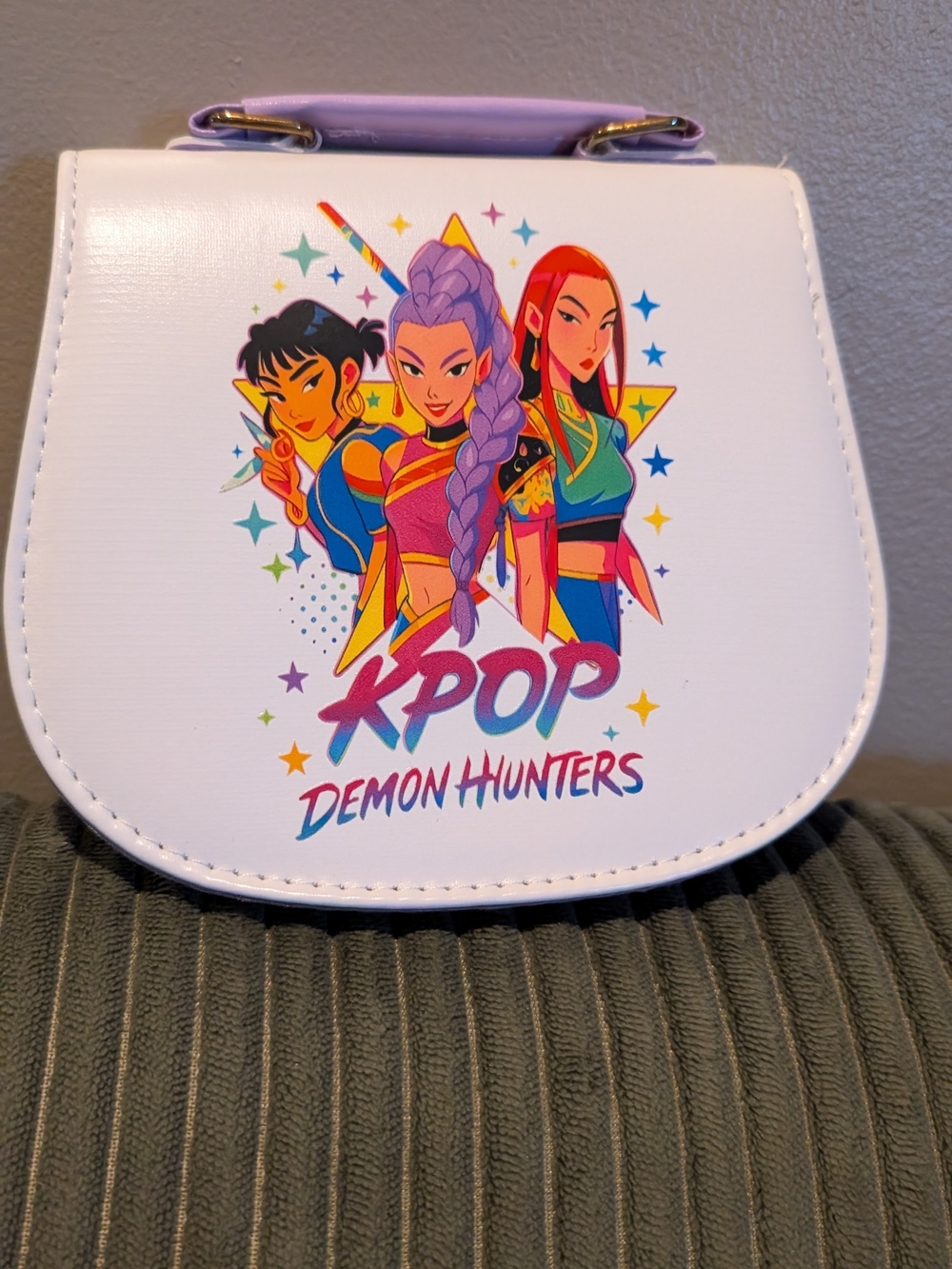 White K-Pop Demon Hunters Graphic Crossbody Bag